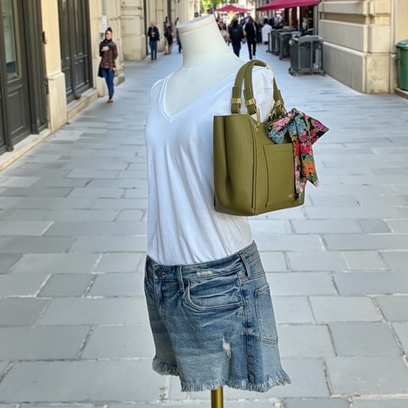 NWT Steve Madden Olive Faux Leather Satchel Mini Tote Crossbody with Scarf! NEW! - Picture 15 of 16